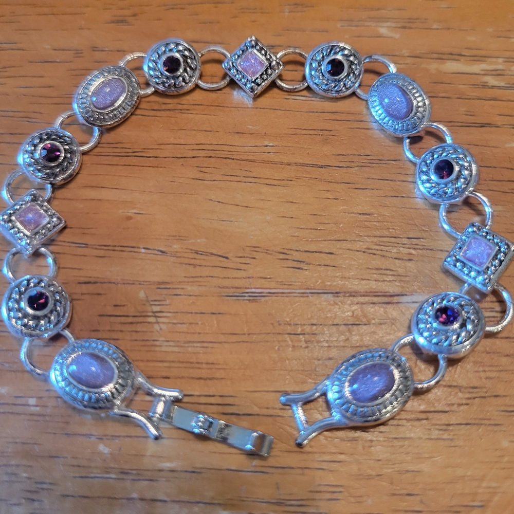 Elegant Silver and Purple Bracelet